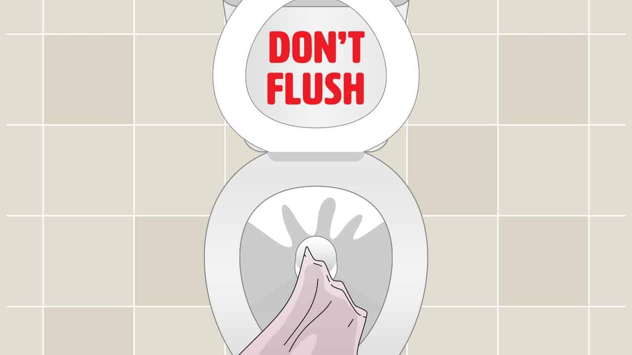 Don't flush wet wipes sign