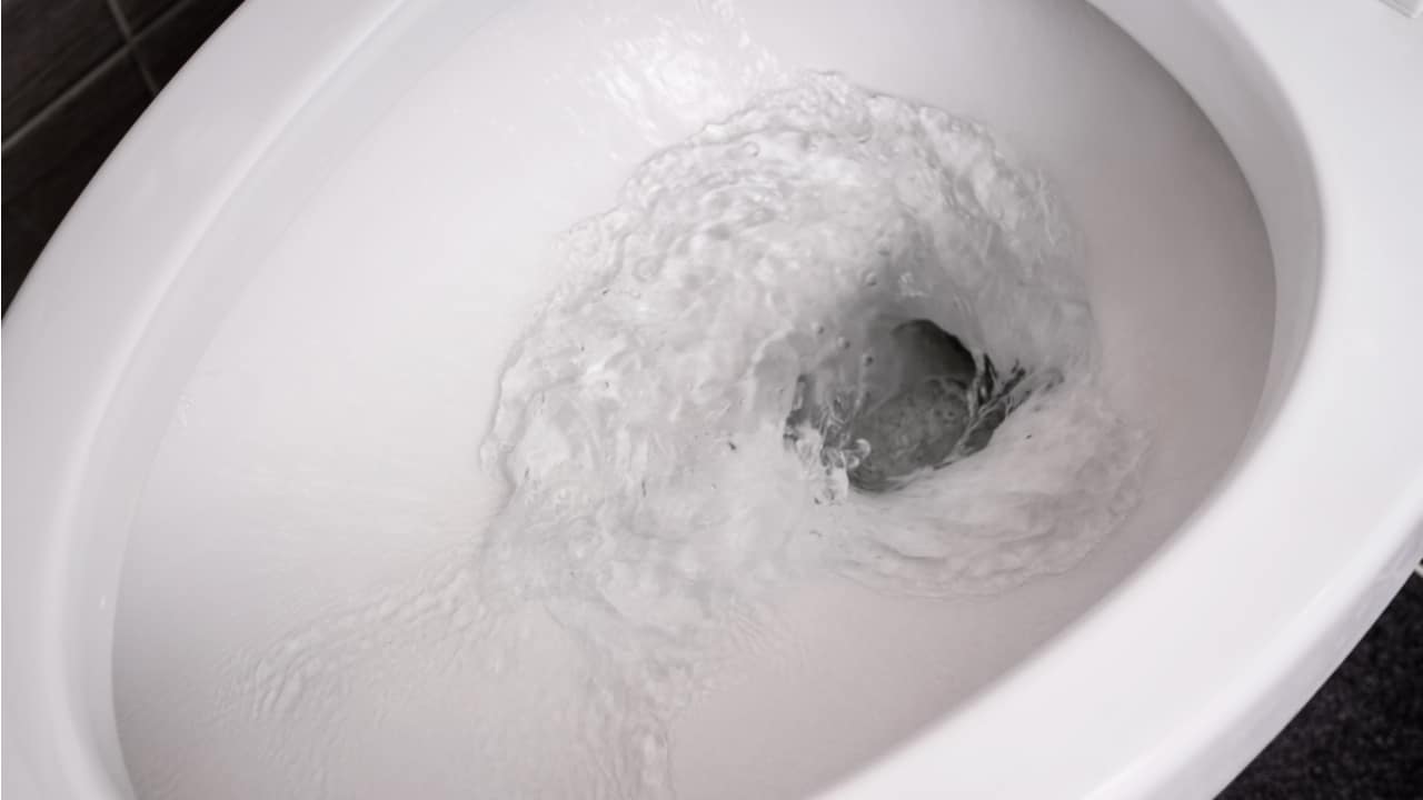 water flushing in toilet